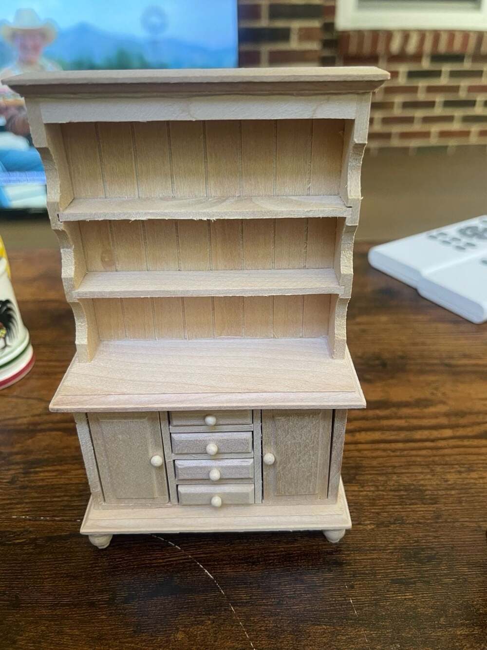 Dollhouse Miniature Welsh Cabinet Kitchen Hutch 1:12 Scale Wood Furniture